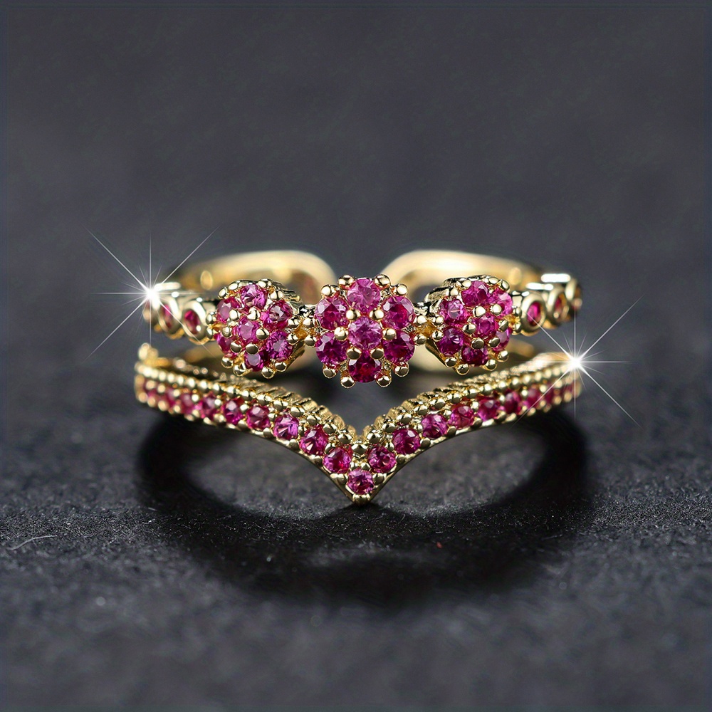 Royal Style Zirconia Double Layer Cuff Ring